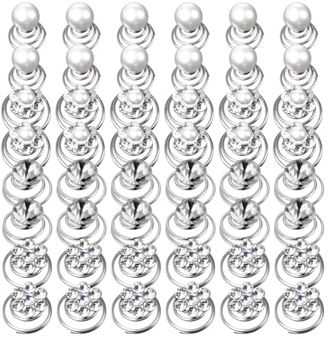 Jetstream 48 Stück Haarspiralen Hochzeit, Haarspiralen Curlies, Spirale Haarnadeln Kristall Curlies, kompatibel mit Hochzeitsfrisuren für Damen und Mädchen, Hochzeiten, Brautpartys
