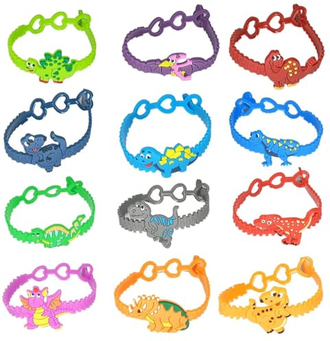 OIXEYA 36 Pulseras Niños Cumpleaños Dinosaurios, Detalles Cumpleaños Niños Infantil, Pack Regalos Sorpresas Guardería, Colegio, Primaria, Piñata, Ideal Regalitos Cumpleaños Niños Invitados
