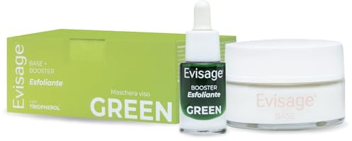 Evisage Maschera Viso Esfoliante Green - Rimuove Cellule Morte e Impurità, Detox - Per una Pelle Levigata, Luminosa e Compatta, Booster + Base 100ml