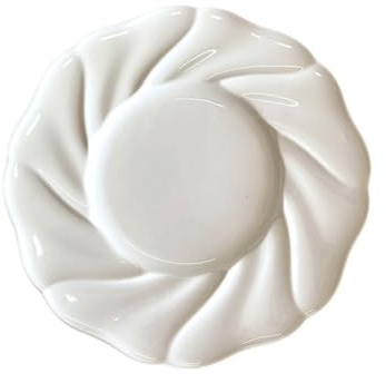 ZIGUIhsou-11 deep Plate 9 Inches Three-Dimensional Lace Dinner Plate Snack Vegetable High Temperature White Porcelain Dessert Kitchen Tableware for Restaurant Hotel