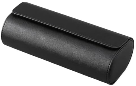 HUWOYG 2 st 1/2/3 fack klockrulle resefodral elegant bärbar vintage läderdisplay förvaringsbox med inskjutande organiserare för män kvinnor (3 spår svart)