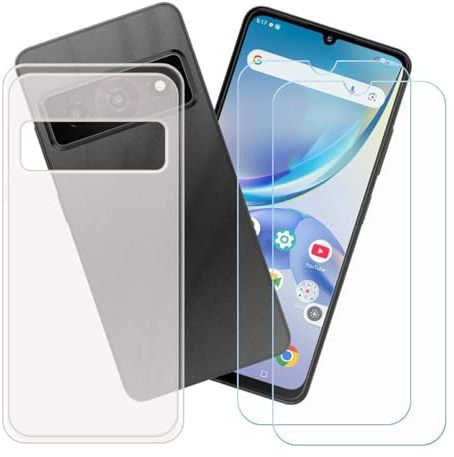 CongJiaLingXi Funda para ZTE Optus X Value (6.75) + Screen Protector, Translúcido Suave Silicona Caso + [2 Piezas] Cristal Templado Film Vidrio.