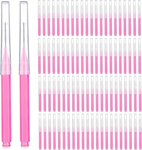 Interdentalborstar och tandtrådspinnar, Interdental Brush Tandpetare Dental Flosser 100 st Rosa Nylon