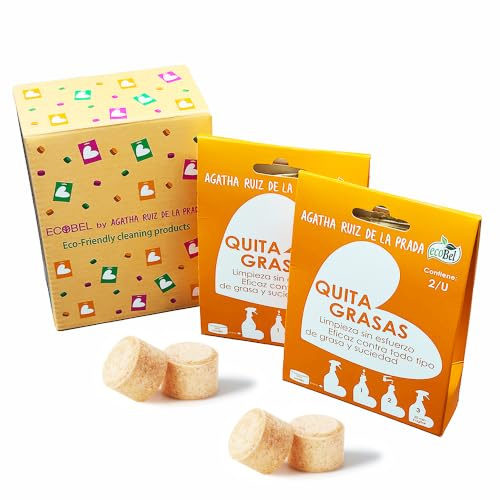 Ecobel by Agatha Ruiz de la Prada Quitagrasas Recargable, 4 Pastillas = 3L | Para cocina, horno y manchas de grasa en ropa, con EU Ecolabel, Zero Waste y vegano