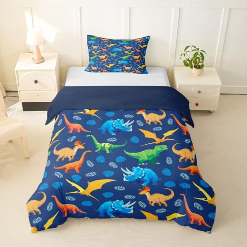 feelingyou Dinosaurie sängkläder set gamla djungeldjur påslakan M storlek för pojkar flickor tecknade dinos sängkläder innehåller 1 påslakan 155 x 220 cm 1 örngott 80 x 80 cm