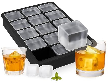 Relaxdays Eiswürfelform Silikon, für 3,5 cm Eiswürfel, BPA-frei, für Cocktails, HxBxT: 3,5 x 19,5 x 12,5 cm, schwarz