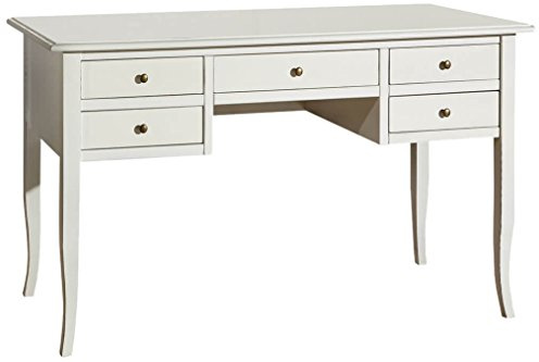 Mobilificio BISCO Venezia Scrittoio - 5 Cassetti, Legno, Laccato Bianco, 106 x 56 x 80 cm