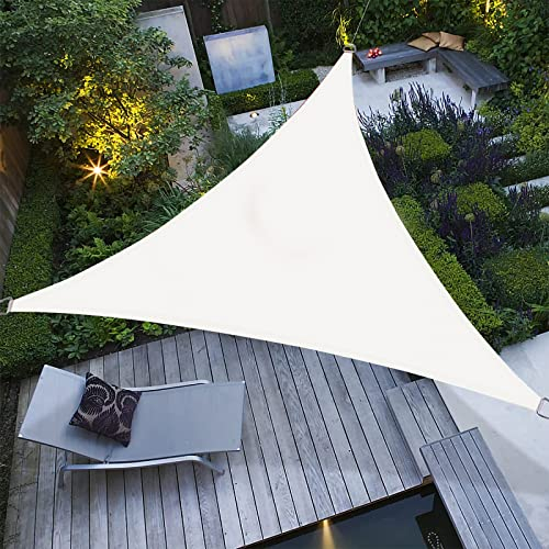 LOVE STORY Toldo Vela de Sombra Triangular 3.52x3.52x4.66m Toldos Exterior Terraza HDPE Transpirable Protección Rayos UV para Terraza Balcon Patio Exteriores,Crema