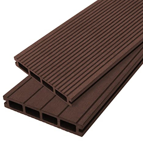 WPC-Terrassendielen Holzdielen Kunstoffdielen Dielen Garten Terrassenholz Balkon Pool Komplettset Naturbraun 7 QM