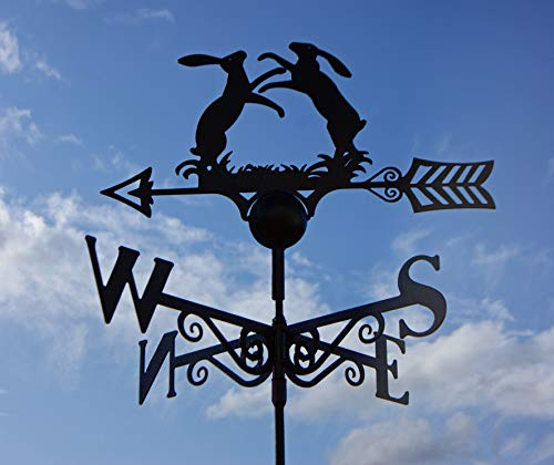 GAP GARDEN PRODUCTS - Boxing Hares Design Weathervane. Solid Metal Construction and Coated in a Durable Black Finish