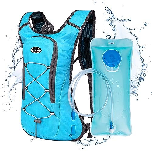 Lixada Trinkrucksack, Wanderrucksack mit 2L Wasserblase, Sportrucksack, Atmungsaktiver Ultraleichter Fahrradrucksack, Laufrucksack für Wandern Klettern, Fahrradfahren, Laufsport, Camping