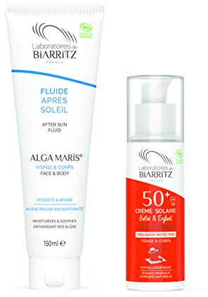 Sonnenschutz Set von Alga Maris | Sonnencreme für Kinder LSF50 100ml und Alga Maris After Sun Fluid | für Baby- und Kinderhaut | BIO zertifizierte Naturkosmetik mit Sofortschutz und ohne Weißeleffekt