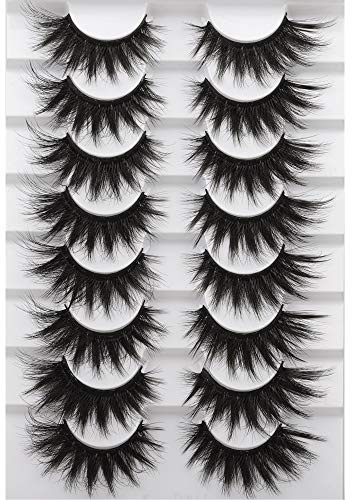False Eyelashes Mink Lashes 20 MM Long False Lashes 9D Cat-eye Volume Faux Mink Lashes Pack 8 Pairs by FANXITON