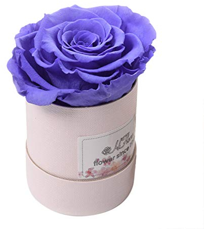 SFTYUFS African Purple Real Roses That Last A Year Box of Roses Preserved Eternal Roses Infinity Roses Premium Real Roses Handmade Long Lasting Roses Roses in Round Black Gift Box