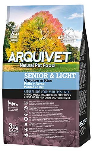 ARQUIVET Pienso Premium Senior & Light kyckling & ris 3 kg, 4-pack – naturlig mat för äldre hundar eller överviktiga hundar från 7 år | Torrfoder hund