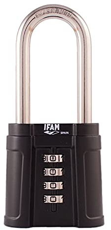 IFAM Candado Combinación, Modelo Black Force AL, Recubrimiento Anticorrosión, Sistema de Doble Anclaje, Uso Exteriores, Anti Golpes, Arco Acero Endurecido, Máximo Nivel de Seguridad, Color Negro