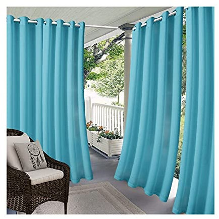 MFFACAI Outdoor Vorhang Wetterfest mit Ösen Oben und Unten, Sonnenschutz Blackout Outdoor Vorhänge für Terrasse Garten Veranda Pergola Cabana Gazebo Dock (Color : Blue, Size : B210*H230CM)