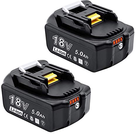 AKKOPOWER 2Pack 18V 5000mAh Akku Kompatibel mit BL1850 BL1860B BL1855 BL1840 BL1830 BL1835 BL1820B BL1815 mit LED Indikator