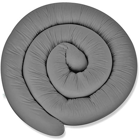 ekm trade XXL 300 cm Bettschlange für Allergiker Bettkissen Stillkissen Bettrolle Zierkissen Bettumrandung Schlange Handmade 100% Baumwolle (30 – Grau, 300 cm)