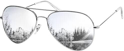 KANASTAL Groß Polarisiert Sonnenbrille Herren und Damen Retro Vintage Verspiegelt Sonnenbrillen mit Premium Metallrahmen UV400 Schutz, Silber Rahmen Silber Gläser