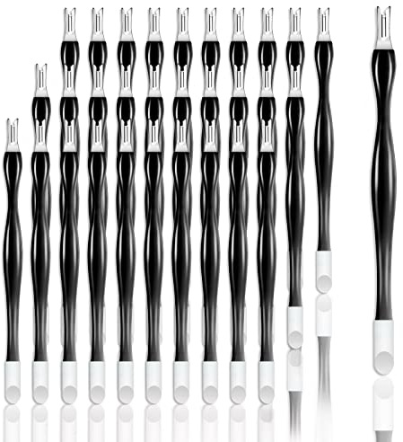 Allstarry 30 Pieces Nail Cuticle Trimmer Remover Rubber Nail Cleaner Double Head Dead Skin Cuticle Knife Removal Fork Plastic Handle Cuticle Pusher Nail art Tools for Girls Women and Men - Black