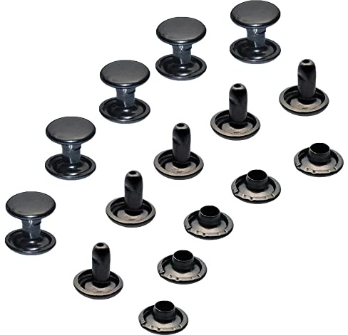YiChuangXin 300 Stück Hohlnieten für Leder, Ledernieten, Doppelkappe Nieten, Gürtelnieten Kappe (8mm Rotguss Schwarz)