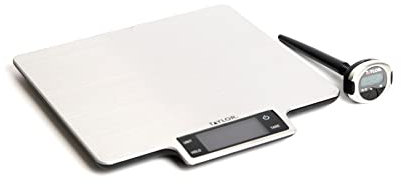 Taylor Gift-Boxed Pro Large Platform Stainless Steel Digital Kitchen Scale, 10kg, Digital Pocket Thermometer