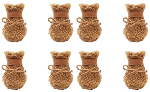 POPETPOP 8stücke Teiliges Plüsch Hundeschuhe Für Winter rutschfeste Schneestiefel Für Hunde Und Warm Braun