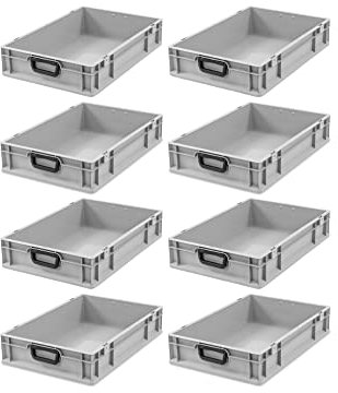 PROREGAL SuperSparSet 8x Eurobox NextGen Portable Duo | HxBxT 12x40x60cm | 23 Liter | Eurobehälter, Transportbox, Transportbehälter, Stapelbehälter