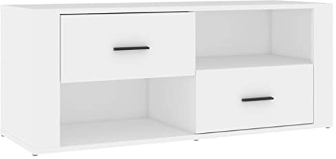 vidaXL Mueble para TV Armario Auxiliar Consola Compartimiento Decoración Almacenamiento Salón Sala de Estar Madera Contrachapada Blanco