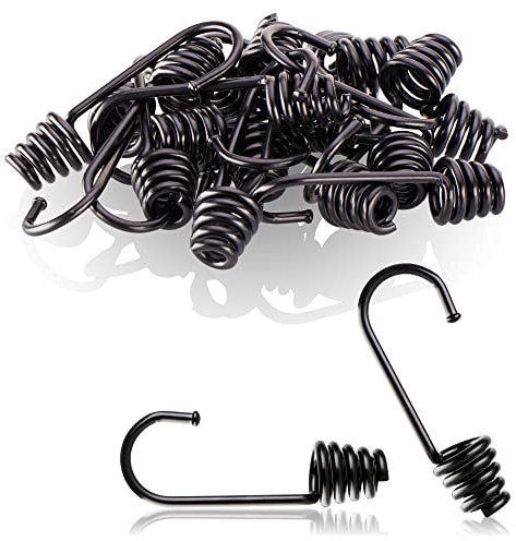 com-four® Ganchos en Espiral 20x - Gancho de Metal Pintado - Pieza Final para Cinturones de tensión, tensores de Equipaje, Cuerdas de Lona, expansores, Cuerdas y Cuerdas de sujeción (Negro - 06mm)