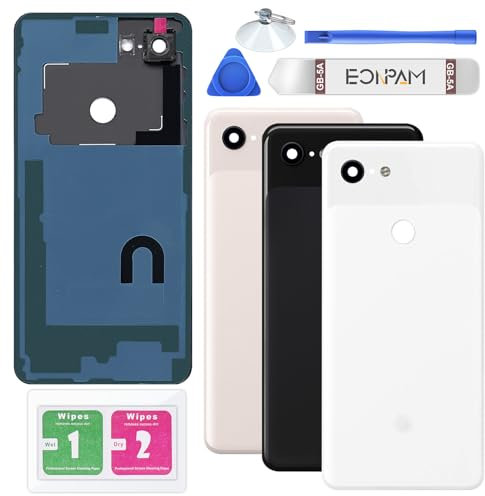 Eonpam Back Cover Glass for Google Pixel 3 XL Rear Glass Replacement with Camera Lens + Repair Kit Rear Housing (Clearly White)