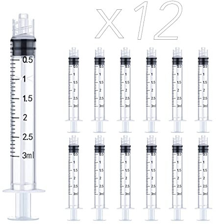 20 Stück Spritze 3ml, Plastikspritze Luer Lock Messspritze Einzeln Verpackt für Wissenschaftlich Labore, Measuring Liquids, Industrie, Garten, Haustier (3ml, 20)