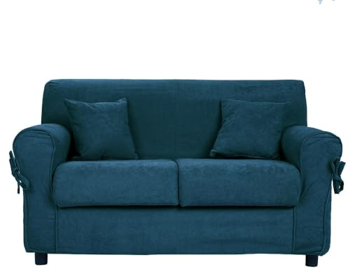 Liberoshopping Divano sfoderabile 2 posti in tessuto imbottito con braccioli larghezza 150 cm (Ottanio)