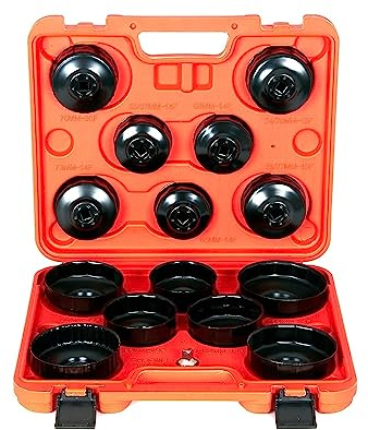DAYUAN 15 pcs Universal Aluminium Oil Change Filter Cap Wrench Oil Filter Removal Socket Remover Tool Kit