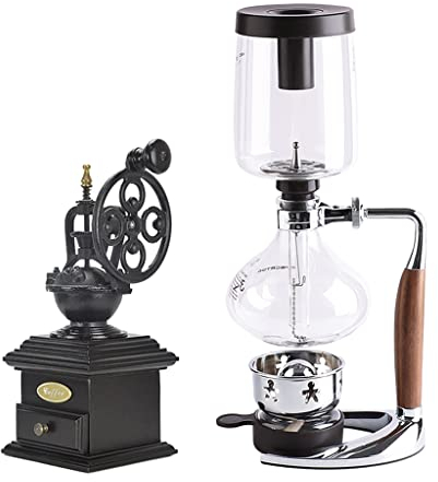 JITEM Coffee Maker Syphon Coffee Maker Manual Retro Vacuum Glass Siphon Pot Percolators 3-5 Cups Glass Tabletop Siphon Coffee Maker for Coffee or Tea