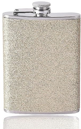 KIPTVO 8oz Stainless Steel Hip Flask, Hip Flasks for Women, Flask with Glitter, Portable Flask, for Climbing Camping Barbecue Bar Party Drinker, Climbing, Camping (Gold)