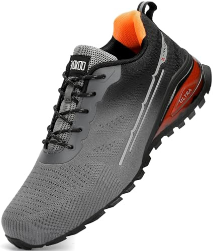 SKOKOD Steel Toe Shoes for Men Composite Work Shoes Comfortable Puncture Proof Lightweight Indestructible Sneakers（Grey Size 11.5）