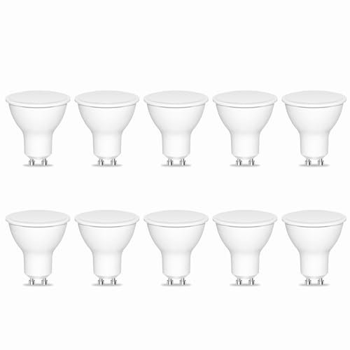 Caldarax 7W GU10 LED Bulbs Cool White 6000K 600LM, 50W Halogen Spotlight Equivalent, AC 220-240V, 120° Beam Angle, Energy Saving GU10 LED Light Bulbs, Non Dimmable, Pack of 10
