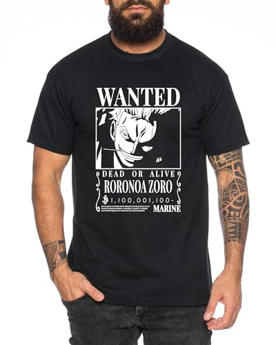 Zoro 1100 - T-Shirt Homme Chapeau de Paille Luffy Zoro One Monkey D. Pirate Ace Piece Goku Anime Ruffy, Taille:M, Couleur:Noir