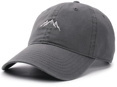 FURTALK Baseball Caps Mens Mountain Embroidery Dad Hat Unstructured Soft Vintage Washed Cotton Outdoor Baseball Cap, Grey, L