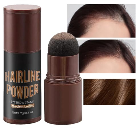 Hair Powder, Hairline Powder hair Root Touch Up, Quickly Cover Hairline Eyebrows & Beard Line,Thin hair Root Dye touch up, Windproof & Sweatproof, for Women & Men (Medium Brown)