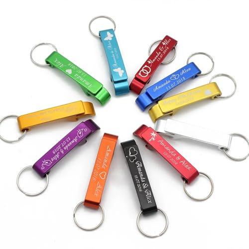 WOMB Cadeaux de mariage personnalisés pour invités, porte-clés personnalisés, décapsuleur, destination, plage, anniversaire | décapsuleur | Cadeau de mariage (100 pièces)