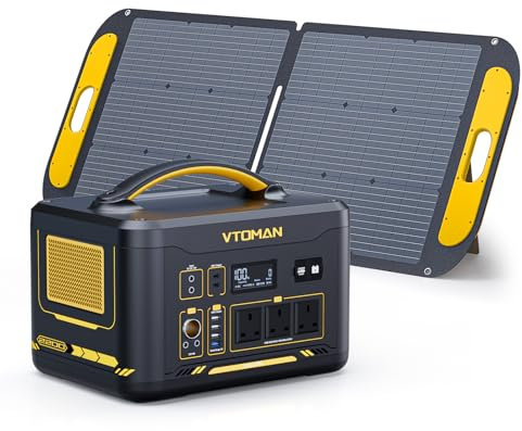 VTOMAN Jump 2200 Portable Power Station with 110W Solar Panel - 2200W/1548Wh LiFePO4 Battery Powered Solar Power Generator, 2200W Constant-Power, Regulated 12V DC, PD 100W Type-C for Camping, Travel