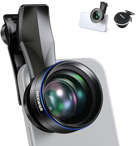NEEWER 60mm Telephoto Lens with 17mm Thread Phone Lens Clip & 67mm Filter Adapter Ring, 2x Magnification Compatible with iPhone Samsung, LS-41 PRO