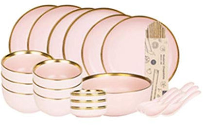 IUBGFTO Juego de vajilla Penh de cerámica Rosa para 6 Personas, 28 Piezas, vajilla de Porcelana Mate, Regalo de inauguración de la casa