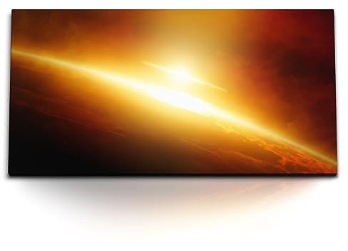 Paul Sinus Wandbild 120x60 cm Sonnenaufgang über dem Horizont – Faszinierende Leuchtkraft und kosmische Schönheit perfekt auf Leinwand und Holzrahmen verewigt