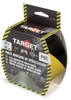 TARGET Selbstklebendes Signalband, gelb und schwarz, 33 m x 50 mm, zur Kennzeichnung von Böden und Gegenständen, Sicherheitswarnung