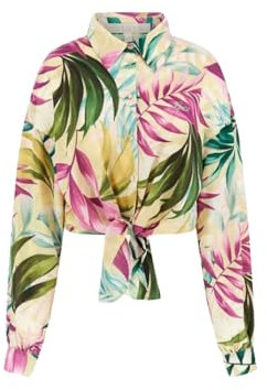 GUESS Camicia Donna LS Bowed Jun Shirt W5GH0IWH9C2 7620837012378 - Verde Verde Rosa P8FY