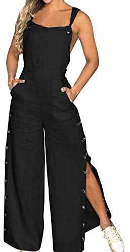 Generico Salopette Donna Estiva Morbida, Jumpsuit Donna Curvy Senza Manica Ampia Tutine Estiva Comoda Casual a Gamba Larga Pagliaccetto con Tasche da Spiaggia